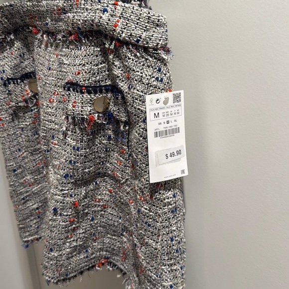 NWT Zara Tweed Mini Skirt with Suspenders - Picture 11 of 12